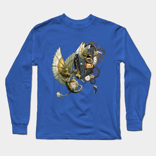 Steampunk dragons & dolphins Long Sleeve T-Shirt by Nadine8May